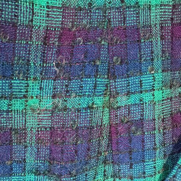 Vtg 60s/70s Green Plaid Bouclé Wool Blazer Women’s 10 (fits S/M) Old Money Artsy - Picture 4 of 9